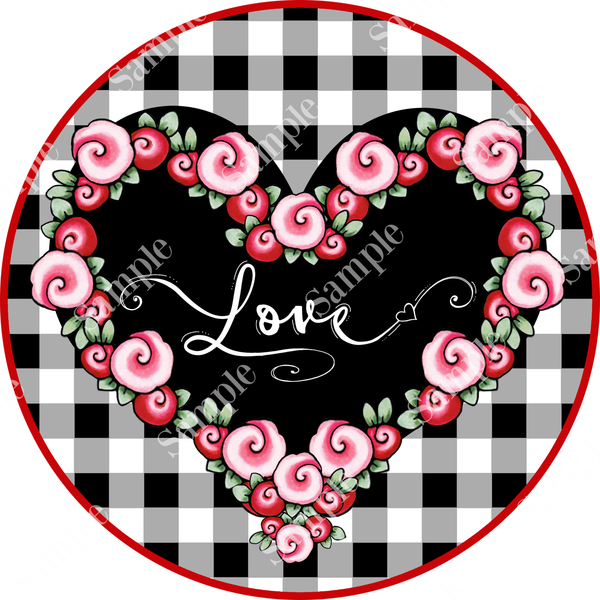 Love Plaid Valentine Sign, Valentine Decorations, Door Hanger, Wreath Sign