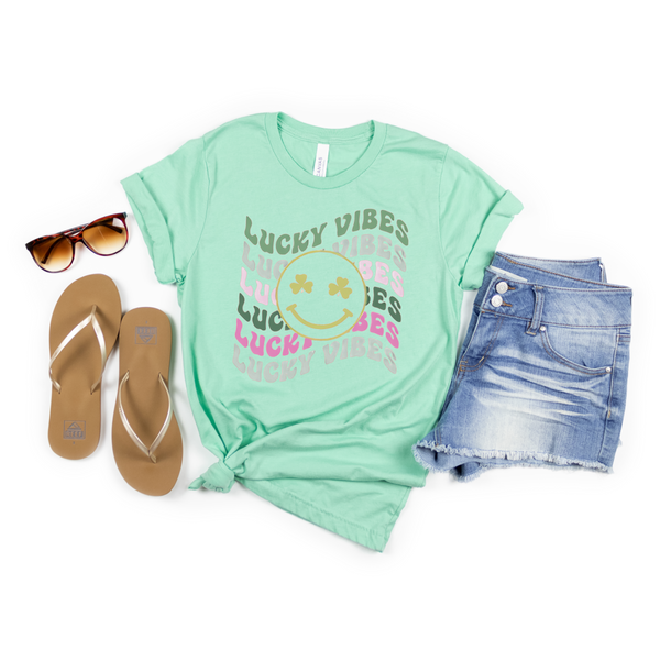 Lucky Vibes Tee Shirt, St. Patrick's Day Unisex Tee Shirt, Woman Tee Shirt, Mom shirt