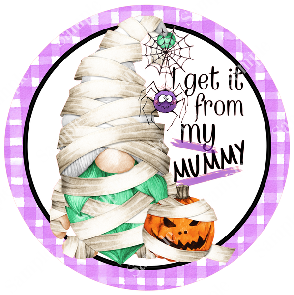 Mummy Gnome Halloween Sign, Wreath Supplies, Wreath Attachment, Door Hanger, Wreath Sign