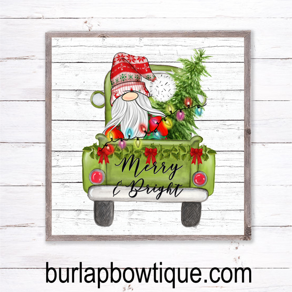 Christmas Santa Gnome Holiday Sign, Wreath Sign Attachment, Rustic Sign, Farmhouse Decor