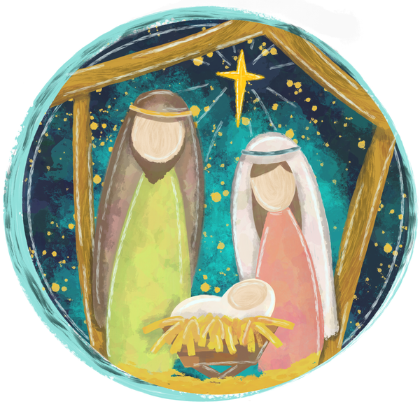 Nativity Baby Jesus Christmas Sign, Wreath Supplies, Wreath Attachment, Door Hanger, Wreath Sign