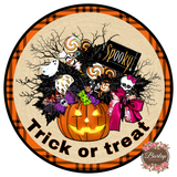 Trick or Treat Halloween Sign, Wreath Supplies, Wreath Attachment, Door Hanger, Wreath Sign