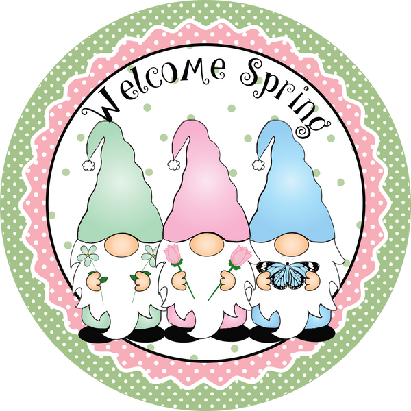 Welcome Spring Gnome Spring Sign, Spring Sign, Door Hanger, Wreath Sign
