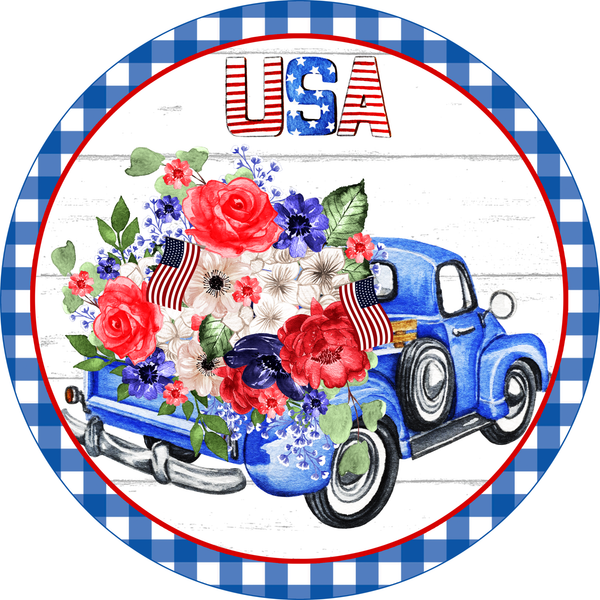 America USA Patriotic Truck Sign, Door Hanger, Wreath Sign, Tray Decor