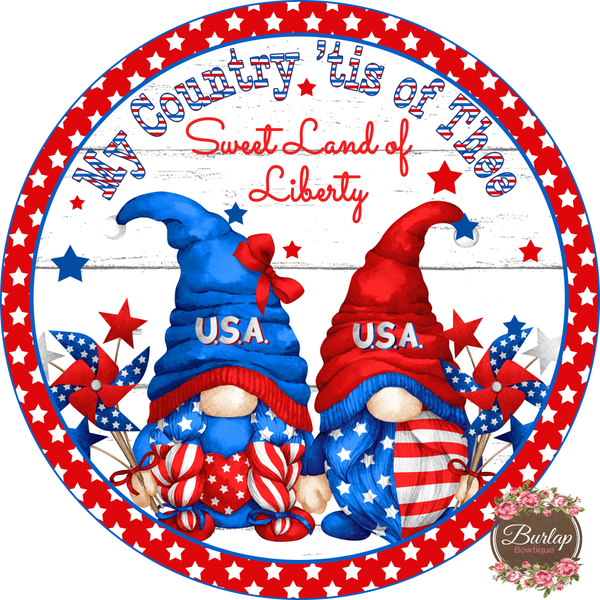 Liberty USA Gnome Patriotic Sign, Summer Sign, Wreath Supplies, Wreath Attachment, Wreath Center
