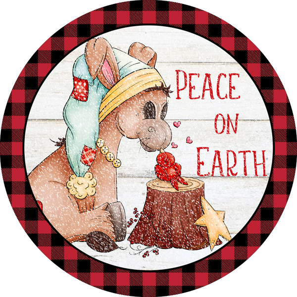 Peace on Earth Donkey Christmas Sign, Wreath Supplies, Wreath Attachment, Door Hanger, Wreath Sign