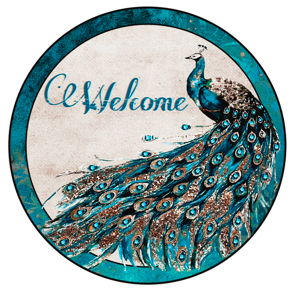 Peacock Welcome Sign, Door Hanger,  Peacock Sign, Wreath Supplies