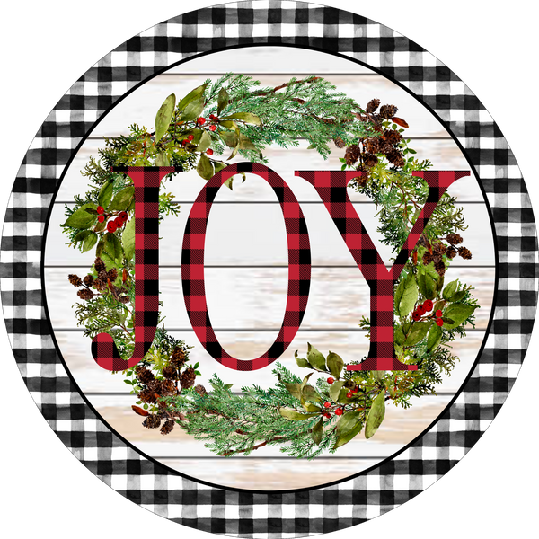 Buffalo Plaid JOY Winter Christmas Sign, Christmas Decor, Door Hanger, Wreath Sign