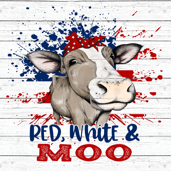 Red White & Moo Patriotic Cow Sign, Wreath Sign Attachment, Everyday Decor, Sign