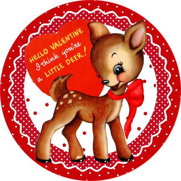 Vintage Deer Valentine Sign, Valentine Decorations, Door Hanger, Wreath Sign
