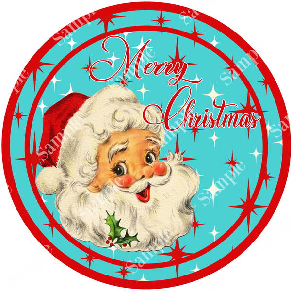 Merry Christmas Vintage Santa Sign, Christmas Decor, Door Hanger, Wreath Sign