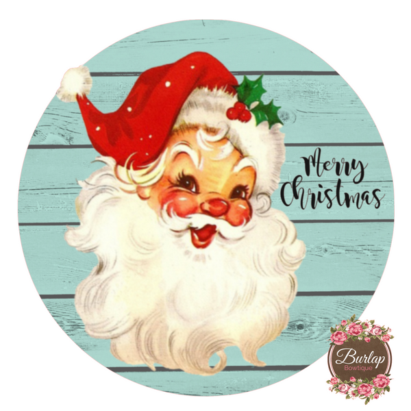 Merry Christmas Jolly Vintage Santa Sign, Wreath Supplies, Wreath Attachment, Door Hanger, Wreath Sign