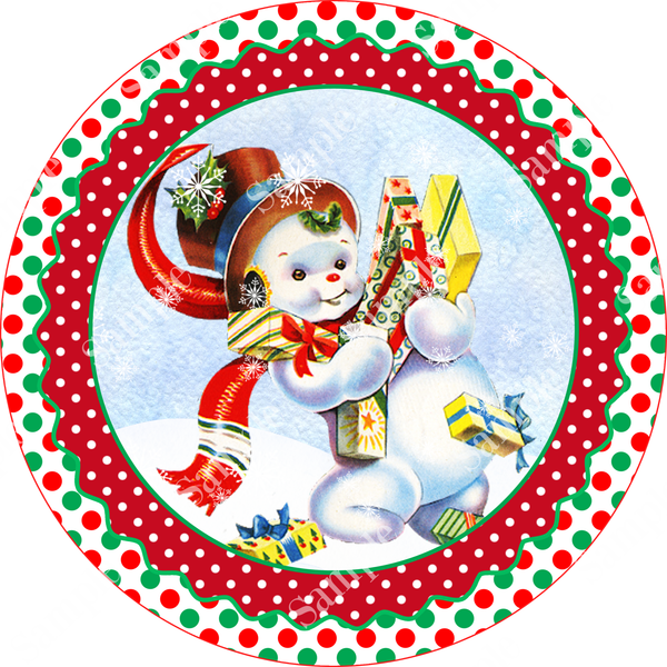 Vintage Snowman Gifts Winter Christmas Sign, Wreath Supplies, Wreath Attachment, Door Hanger, Wreath Sign