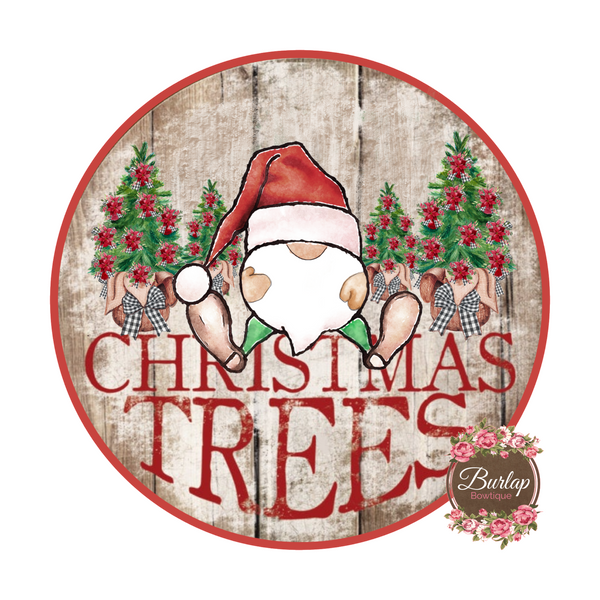 Christmas Trees Gnome Winter Sign, Wreath Supplies, Wreath Attachment, Door Hanger, Wreath Sign