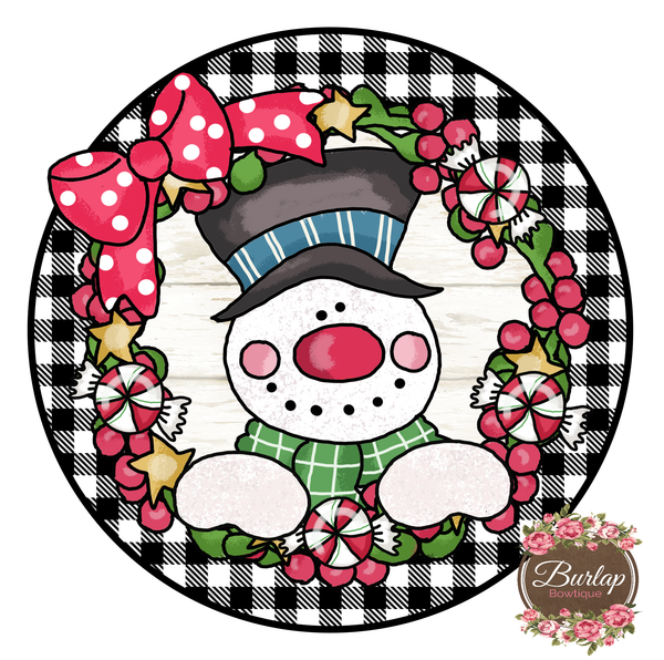 Winter Snowman Wreath Christmas Sign, Wreath Supplies, Wreath Attachment, Door Hanger, Wreath Sign