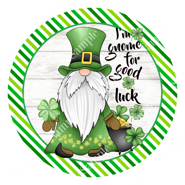 St. Patrick's Day Sign, Gnome Shamrock Sign, Irish Door Hanger, Wreath Sign
