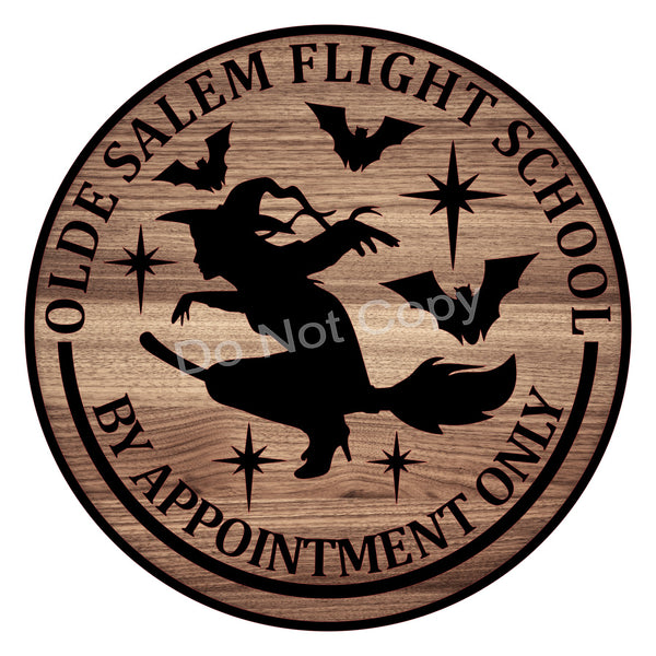Salem Flight School Vintage Halloween Sign, Wreath Supplies, Wreath Attachment, Door Hanger, Wreath Sign