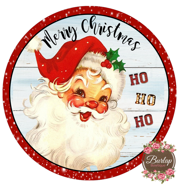Merry Christmas Jolly Vintage Santa Sign, Wreath Supplies, Wreath Attachment, Door Hanger, Wreath Sign