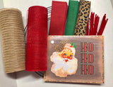 Leopard Santa Christmas Wreath Kit, Christmas Wreath Kit, Wreath Supplies