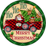 Santa Truck Christmas Sign, Wreath Supplies, Wreath Attachment, Door Hanger, Wreath Sign