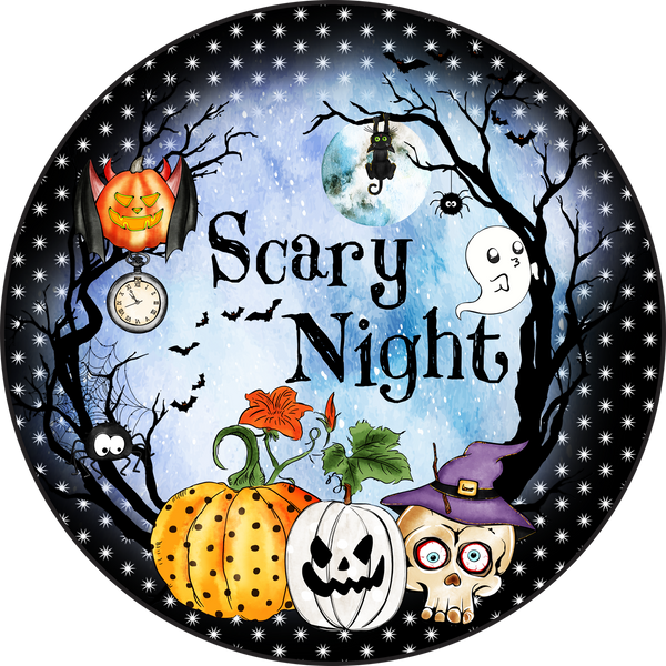 Scary Night Hallowen Sign, Wreath Supplies, Wreath Attachment, Door Hanger, Wreath Sign