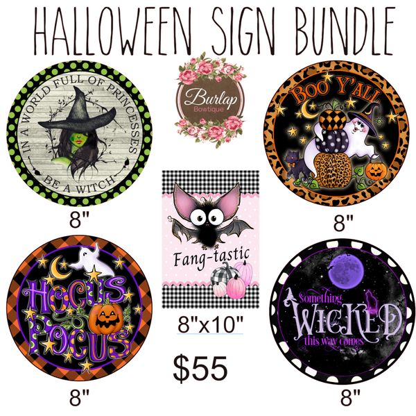HALLOWEEN SIGN BUNDLE #1, Door Hanger, Halloween Decor, Wreath Supplies, Wreath Signs