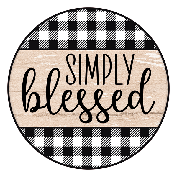 Simply Blessed Rustic Farmhouse Sign, Blessed Door Hanger, Wreath Sign