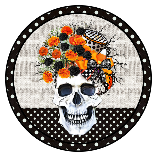 Halloween Skull Sign, Wreath Supplies, Wreath Attachment, Door Hanger, Wreath Sign