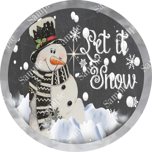 Let it Snow Christmas Snowman Wreath Sign, Christmas Decor, Door Hanger, Wreath Sign