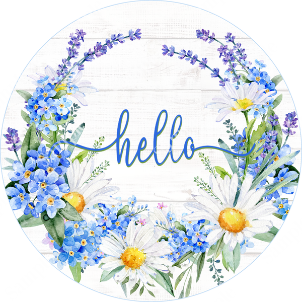 Hello Daisy Lavender Sign, Spring Sign, Door Hanger, Wreath Sign, Wreath Supplies