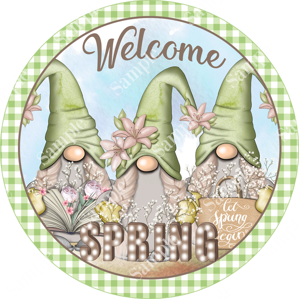 Welcome Spring Gnome Sign, Spring Sign, Door Hanger, Wreath Sign, Wreath Supplies