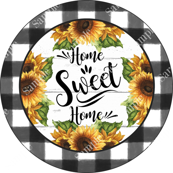 Home Sweet Home Buffalo Plaid SUNFLOWER Sign, Door Hanger, Wreath Supplies