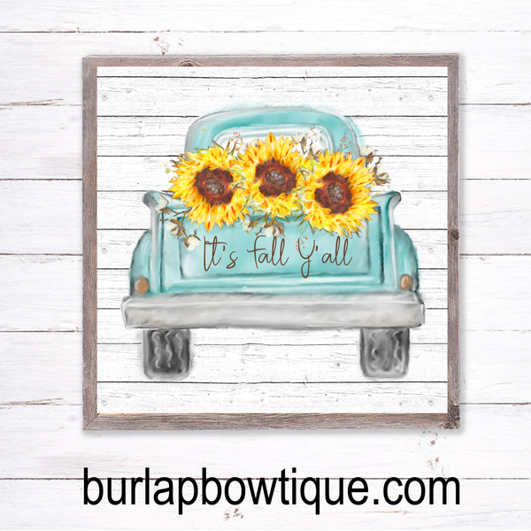 Fall Sunflower Vintage Truck Sign, Wreath Sign Attachment, Rustic Sign, Farmhouse Decor