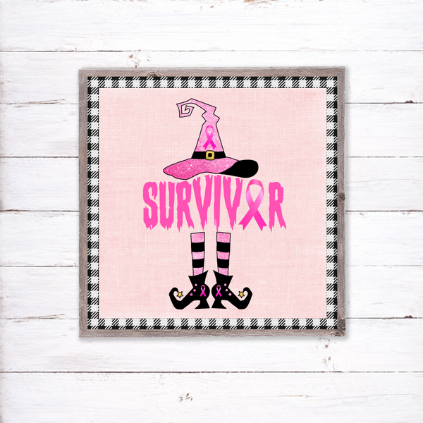 Breast Cancer Awareness Witch Halloween Sign, Wreath Sign Attachment, Halloween Sign