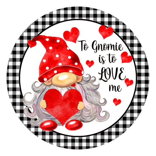 Gnome Valentine Sign, Valentine Decorations, Door Hanger, Wreath Sign