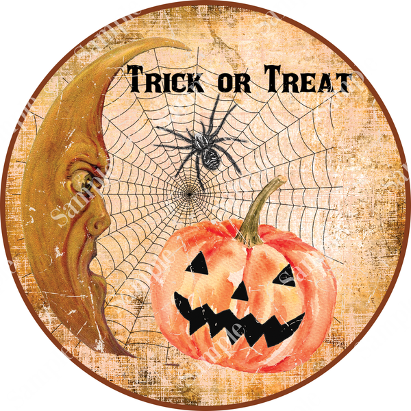 Vintage Trick or Treat Halloween Sign, Wreath Supplies, Wreath Attachment, Door Hanger, Wreath Sign