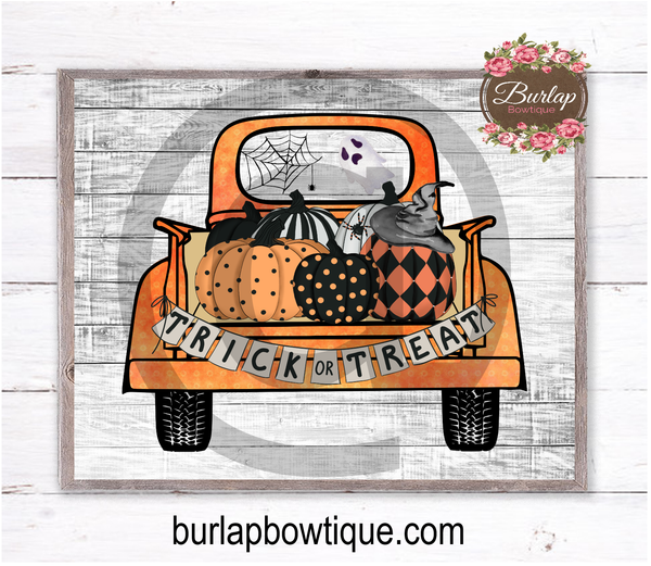 Vintage Halloween Truck Sign, Wreath Sign Attachment, Halloween Sign, Framable Artprint