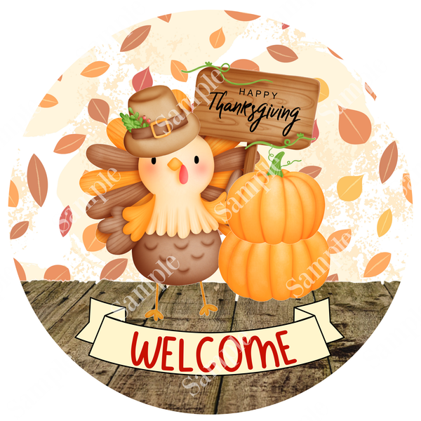 Welcome Thanksgiving Turkey Fall Sign, Wreath Sign, Fall Decor, Door Hanger, Tiered Tray Sign, Wreath Supplies