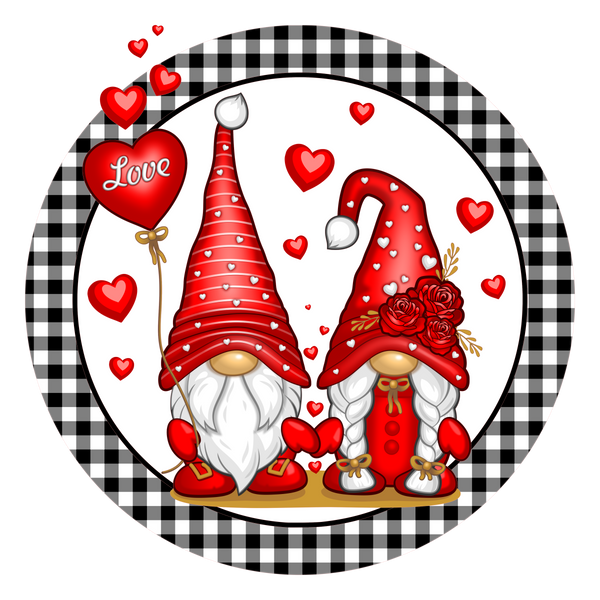Love Gnome Couple Valentine Sign, Valentine Decorations, Door Hanger, Wreath Sign