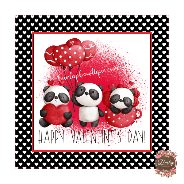 Panda Bear Valentine Love Sign, Valentine Decorations, Door Hanger, Wreath Sign