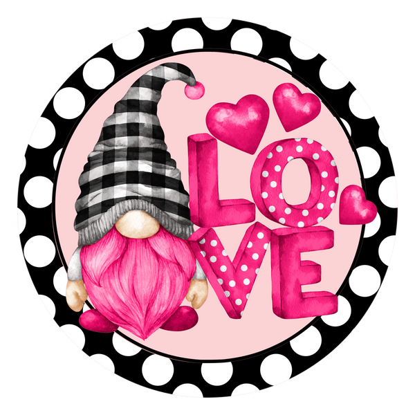 Love GNOME Valentine Sign, Valentine Decorations, Door Hanger, Wreath Sign