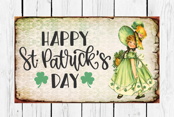 Vintage Happy St. Patrick's Day Gnomes Sign | Wreath Sign Attachment | Irish Sign
