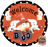 Welcome BOO Ghost Halloween Sign, Wreath Supplies, Wreath Attachment, Door Hanger, Wreath Sign