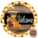 Welcome Scarecrow Turkey Fall Sign, Wreath Supplies, Wreath Attachment, Door Hanger, Wreath Sign