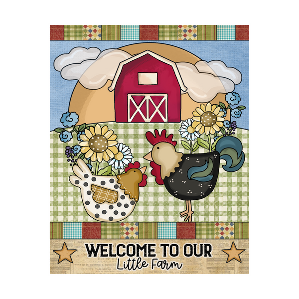 Welcome to our Little Farm Rooster Sign, Door Hanger, Wreath Sign, Tray Decor