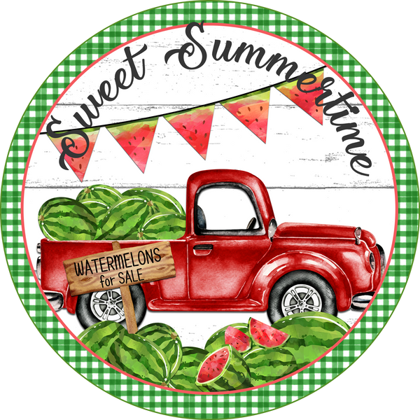 Sweet Summertime Watermelon Truck Sign, Door Hanger, Wreath Sign, Tray Decor