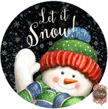 Let is Snow Waving Snowman Winter Christmas Sign, Wreath Supplies, Wreath Attachment, Door Hanger, Wreath Sign