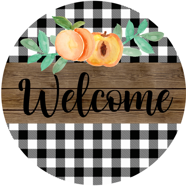 Welcome Peach Sign, Wreath Sign Attachment, Rustic Sign. Spring Summer Decor, Farmhouse