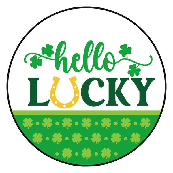 Hello Lucky St. Patrick's Day Sign, Shamrock Sign, Irish Door Hanger, Wreath Sign