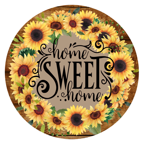 Home Sweet Home Sunflower Sign, Farmhouse Sign, Door Hanger, Wreath Sign